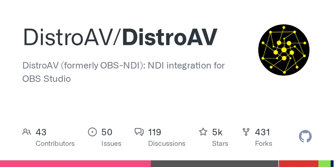 Visual for this record: The OBS-NDI plugin now ships under the name DistroAV