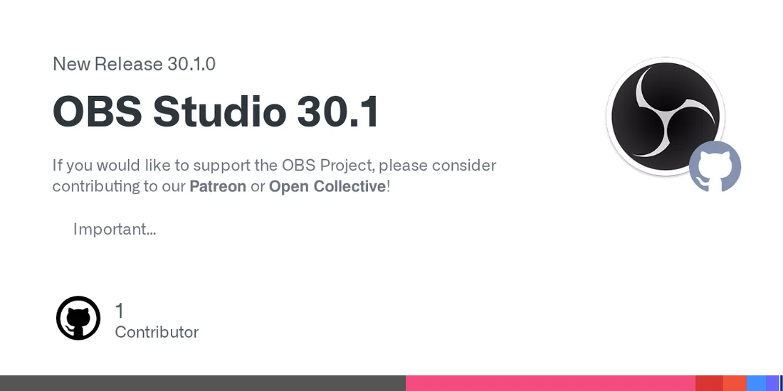 Visual for this record: OBS 30.1 and 30.2 shipped alpha and multitrack features in 2024