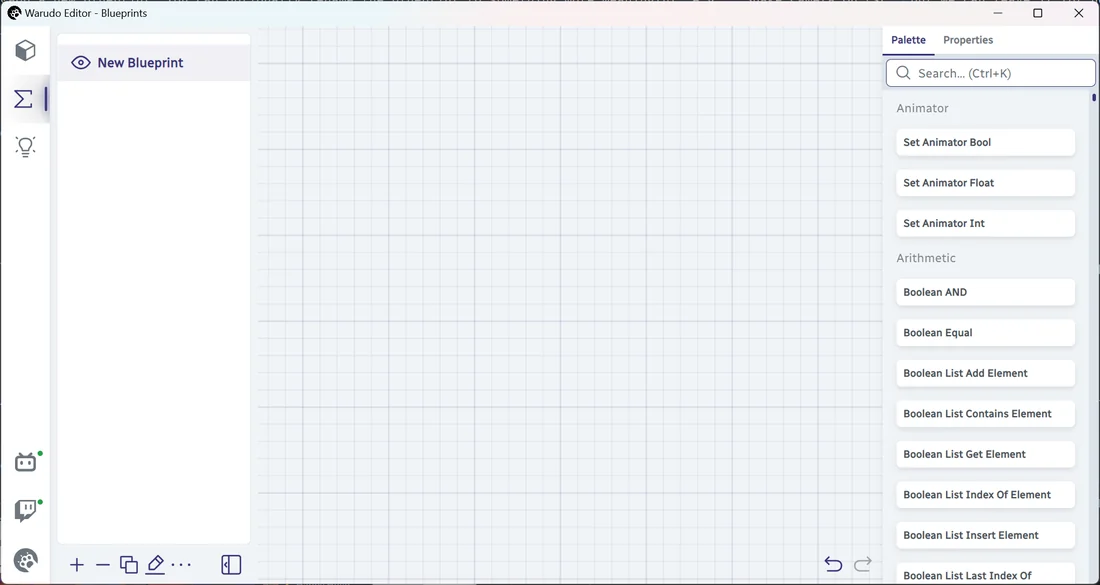Visual for this record: Warudo's blueprint nodes replace Live2D-style layered rigging
